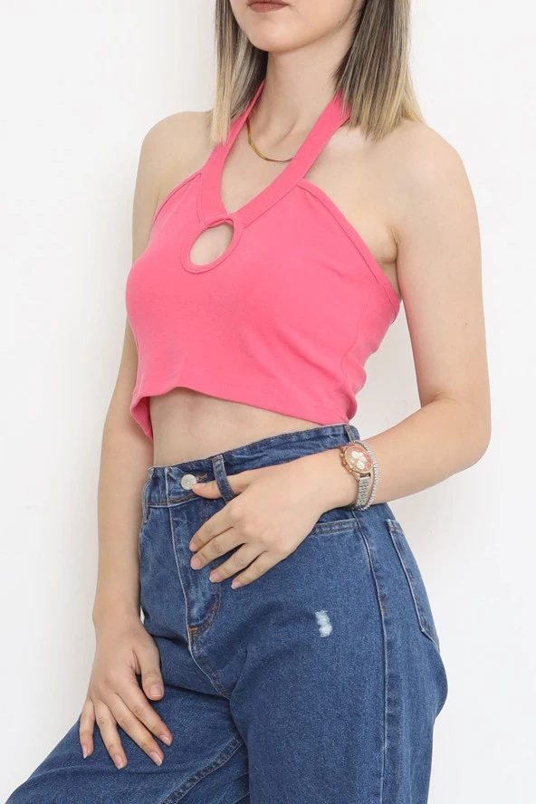 Gögüs Dekolteli Crop Bluz Pembe - 18404.1059. - 3