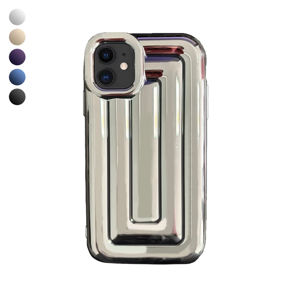 iPhone 11 Rudra Seri Labirent Desen 3D Metalik Silikon Kapak