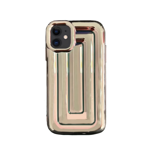 iPhone 11 Rudra Seri Labirent Desen 3D Metalik Silikon Kapak - 4