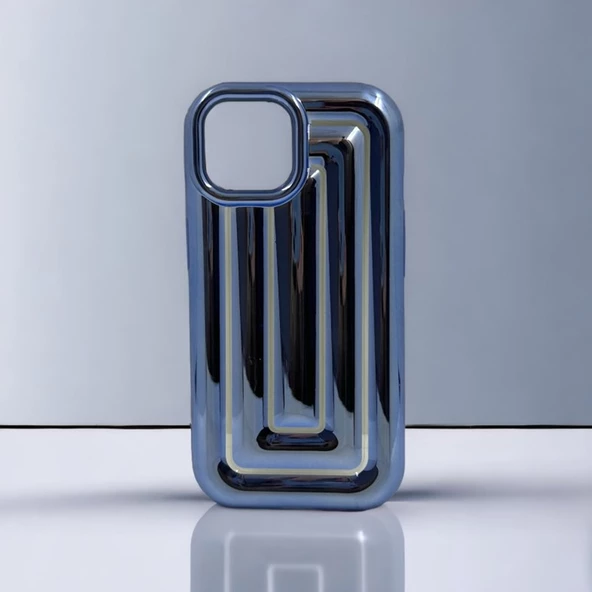 iPhone 15 Pro Max Rudra Seri Labirent Desen 3D Metalik Silikon Kapak - 9