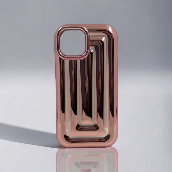 iPhone 15 Pro Max Rudra Seri Labirent Desen 3D Metalik Silikon Kapak - 12