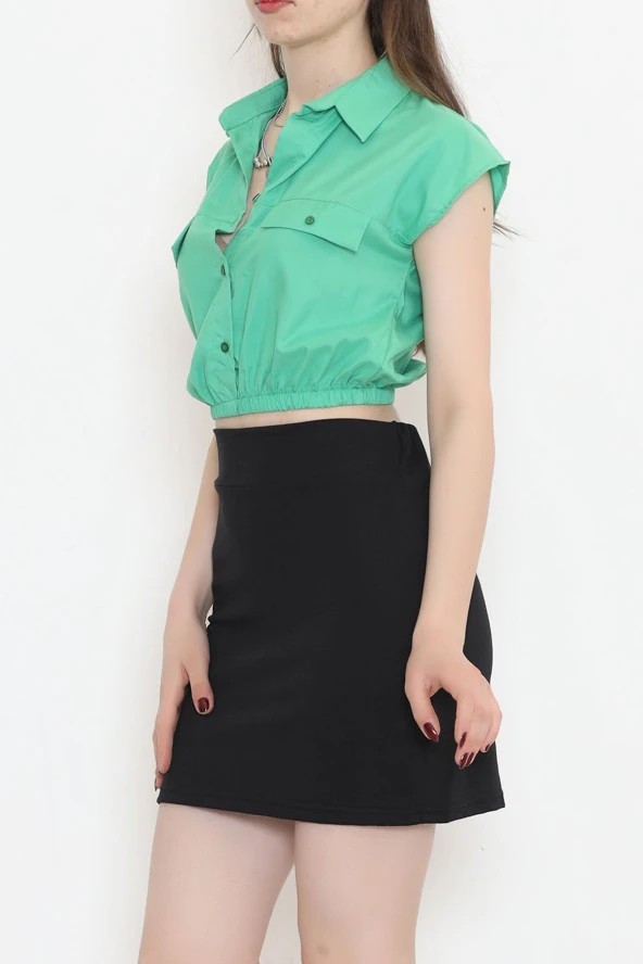 Cep Detaylı Crop Gömlek Yeşil - 3471.1595. - 4