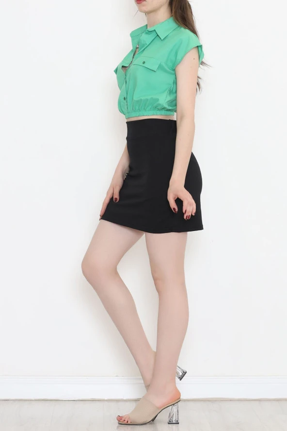 Cep Detaylı Crop Gömlek Yeşil - 3471.1595. - 5