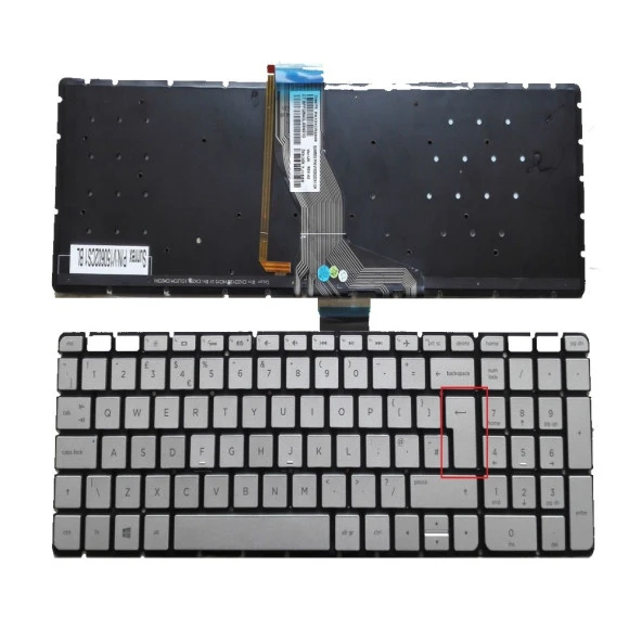 Hp 15-AB102NT, 15-AB103NT Klavye (Silver - TR) ışıklı - B.Enter - Resim 2