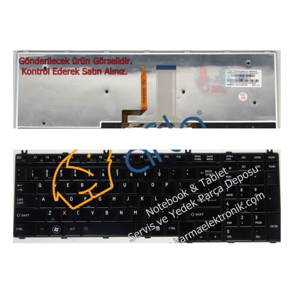 Toshiba A500-138, A500-13C A500-13F Işıklı Siyah Klavye