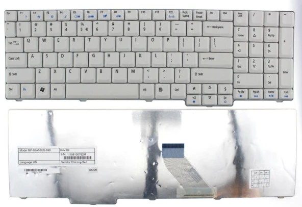 Acer KB.A2909.001 KB.AAK07.001 Notebook Klavyesi - Beyaz - TR