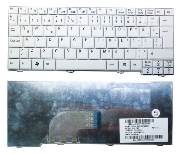 Acer One D250-1289 D250-1185 Notebook Klavyesi - Beyaz - TR