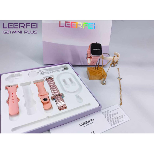 SÜPER HEDİYE G-21 MİNİ PLUS FULL SET KADIN AKILLI SAATİ 4 KORDON + BİLEKLİK KOLYE KÜPE HEDİYELİ - 2