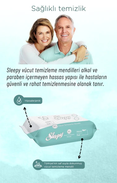 Sleepy Hasta Vücut Temizleme Islak Mendil Havlu 50 Yaprak XL Tekli Pk - Resim 4
