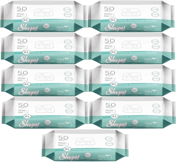 Sleepy Hasta Vücut Temizleme Islak Mendil Havlu 50 Yaprak XL (9 Lu Set) ürün görseli