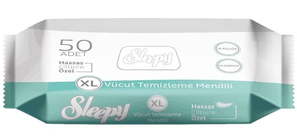 Sleepy Hasta Vücut Temizleme Islak Mendil Havlu 50 Yaprak XL (9 Lu Set) - Resim 3
