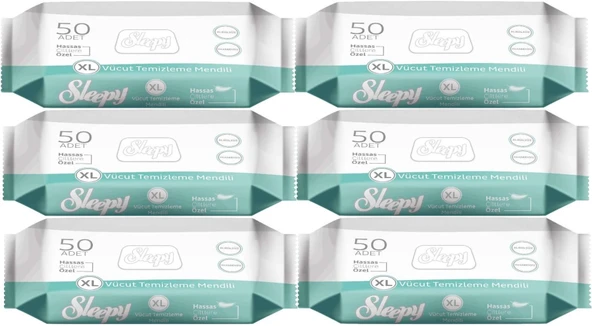 Sleepy Hasta Vücut Temizleme Islak Mendil Havlu 50 Yaprak XL (6 Lı Set) - Resim 2