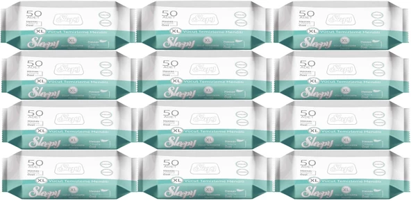 Sleepy Hasta Vücut Temizleme Islak Mendil Havlu 50 Yaprak XL 12 Li Set ürün görseli