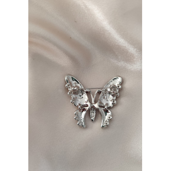 Renkli Kelebek Tasarımlı Broş Yaka İğnesi - Resim 2