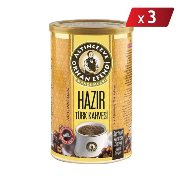 Orhan Efendi Hazır Türk Kahvesi Şekerli Teneke 250 G - 3LÜ PAKET
