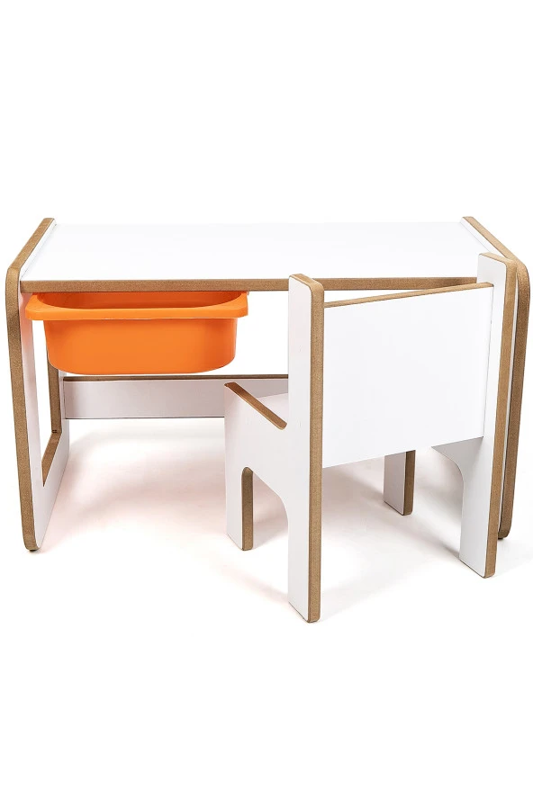 Çocuk Oyun, Aktivite ve Etkinlik Masası, Beyaz-Turuncu, 18mm 1.Sı - 3