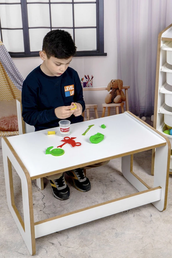 Çocuk Oyun, Aktivite ve Etkinlik Masası, Beyaz-Pembe, 18mm 1.Sınıf MDF - 2