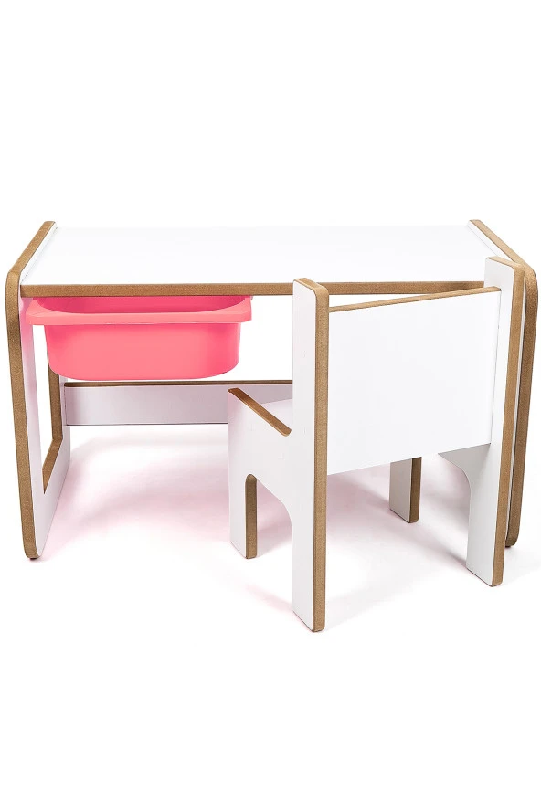 Çocuk Oyun, Aktivite ve Etkinlik Masası, Beyaz-Pembe, 18mm 1.Sınıf MDF - 3