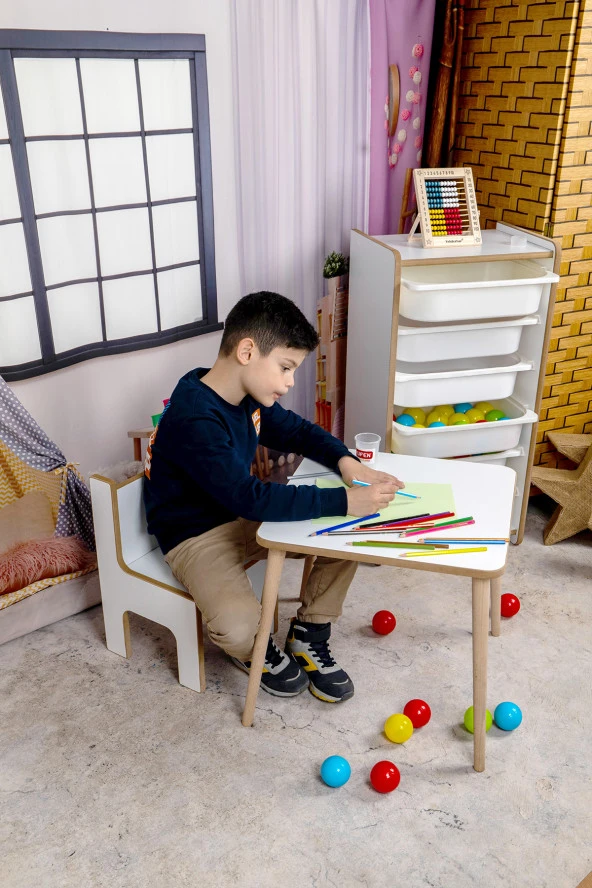 Çocuk Oyun, Aktivite ve Etkinlik Masası, 49x49cm 18mm 1.Sınıf MDF - 3