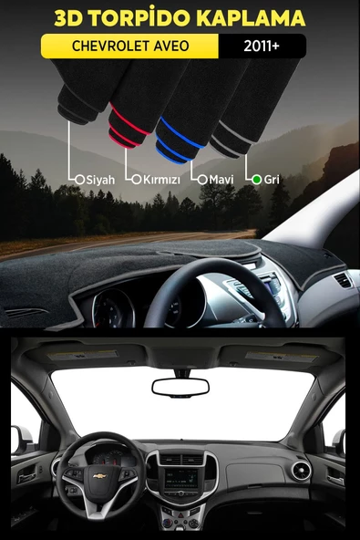 Chevrolet Aveo (2011+) 3d Torpido Koruma Kılıfı - Ön Göğüs Kaplama - Gri Şerit - 1
