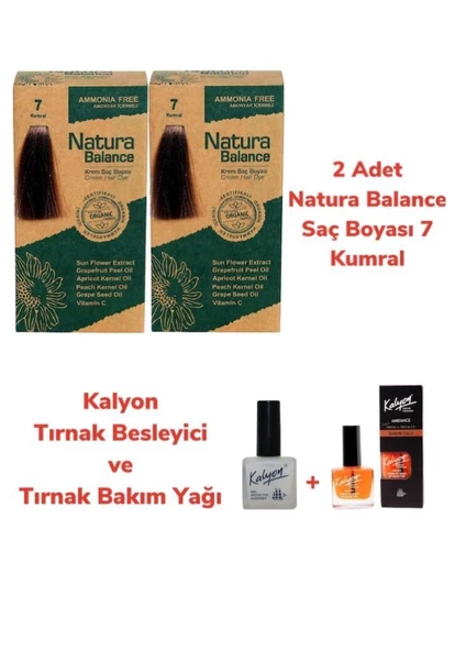 NATURA BALANCE SAÇ BOYASI 7 KUMRAL 2 ADET + KALYON TIRNAK BESLEYİCİ VE BAKIM YAĞI