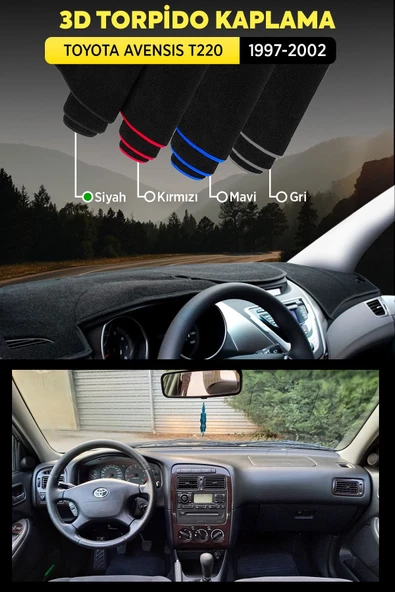 Toyota Avensıs T220 (1997-2002) 3d Torpido Koruma Kılıfı - Ön Göğüs Kaplama - Siyah Şerit - 1
