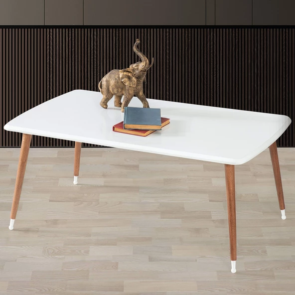 60x100 cm Ahşap Lüx Ayaklı Orta Sehpa Beyaz A12 - 2