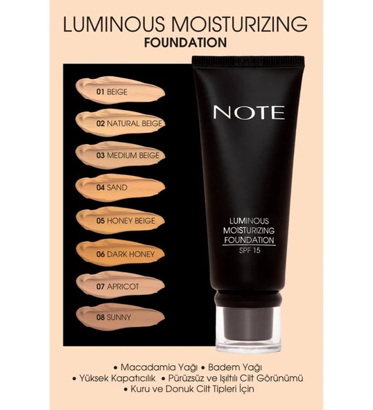 Note Luminous Moisturizing Fondöten 03 Medium Beige