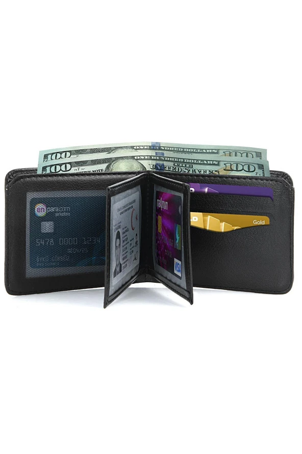 Vegan Deri Siyah El Çantası ve Klasik Cüzdan Seti  Siyah - Resim 8