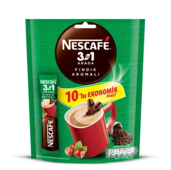 Nescafe 3'ü 1 Arada Fındık Aromalı Kahve 17 gr 10 Adet