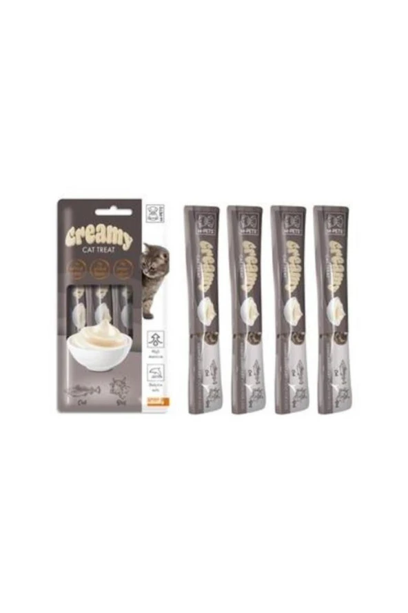 M-Pets Creamy Morina Balıklı Ve Sığır Etli Sıvı Kedi Ödül Maması 4x15gr