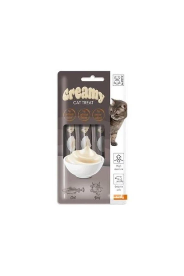 M-Pets Creamy Morina Balıklı Ve Sığır Etli Sıvı Kedi Ödül Maması 4x15gr - 3