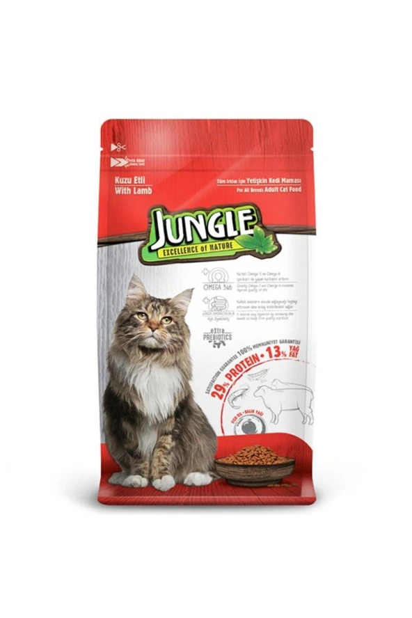 Jungle Kuzu Etli Yetişkin Kedi Maması 15 Kg