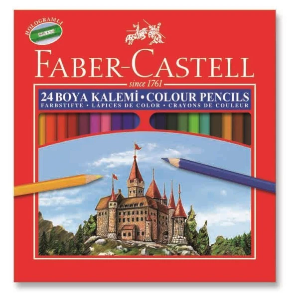 Faber Castell Kuru Boya Kalemi 24 Renk Tam Boy Karton Kutu