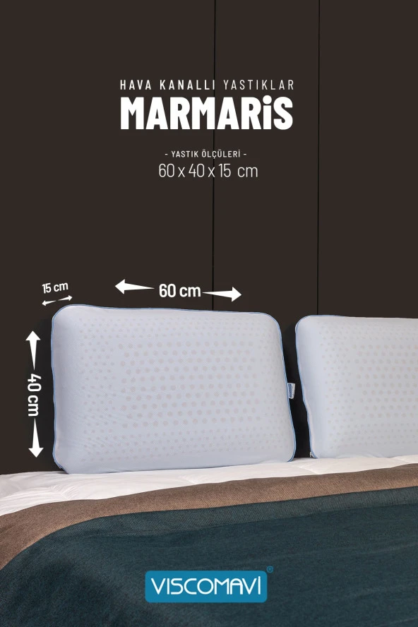 Marmaris Hava Kanallı Ortopedik Hafızalı Visco Yastık 60x40x15 CM - 5