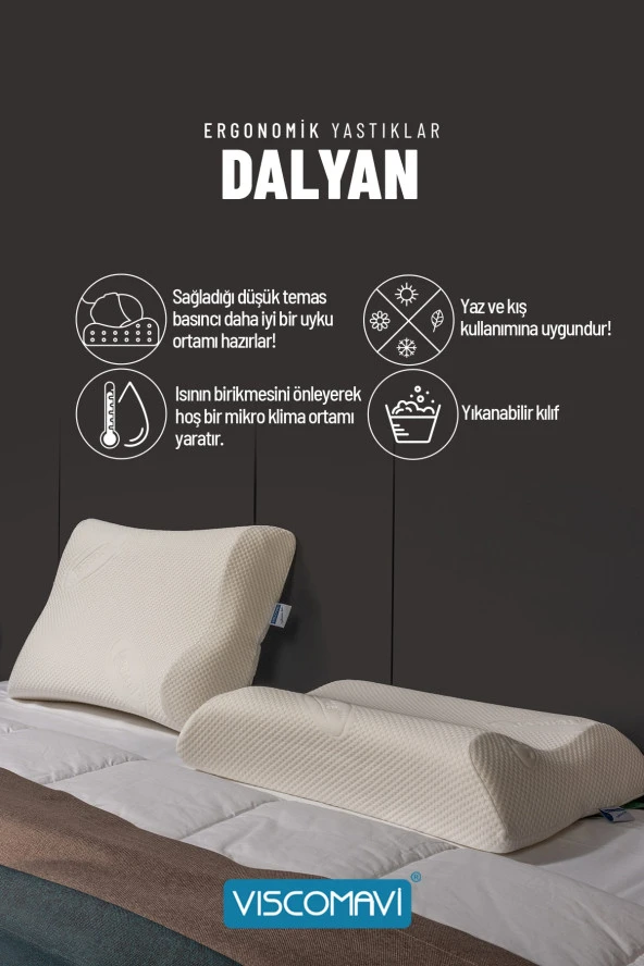 Dalyan Ergonomik Visco Yastık Ortopedik Hafızalı Visco Yastık 56x42x12-11 CM - 2