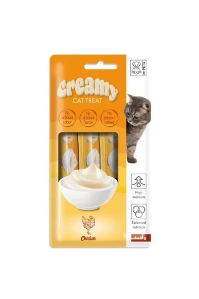 M-Pets Creamy Tavuklu Sıvı Kedi Ödül Maması 4x15gr