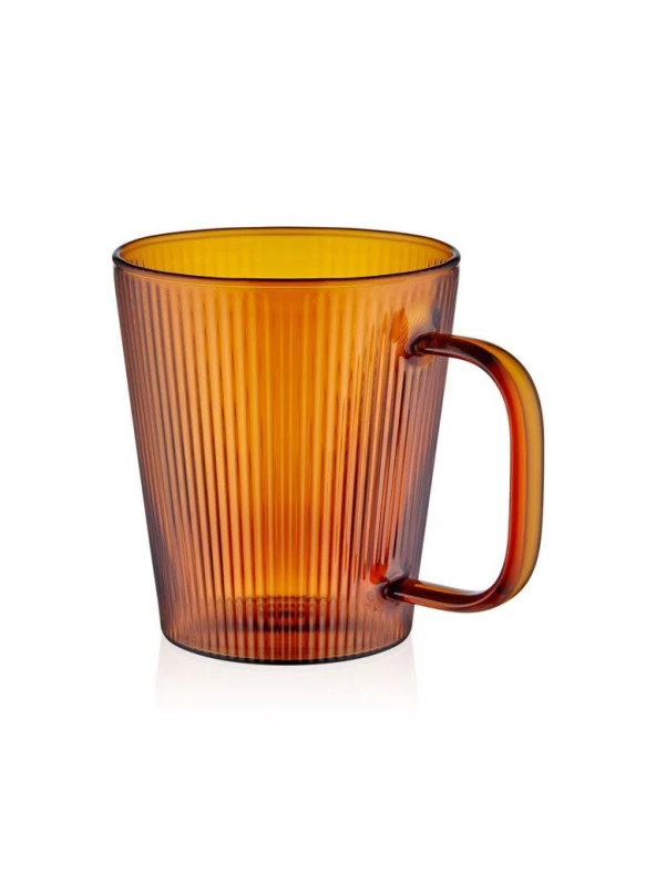THE MİA Striped Borosilikat Cam Kupa Amber 400 ml