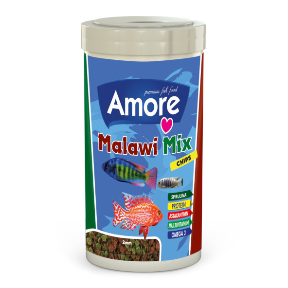 Amore Malawi Mix Chips 1000 ml Tanganyika Cichlid Akvaryum Balık Yemi