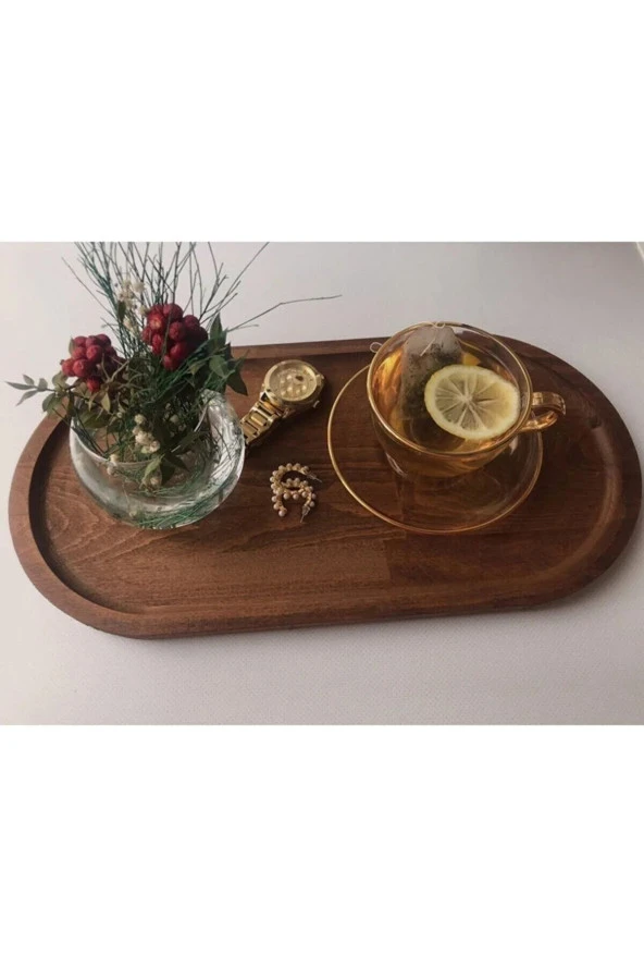 %100 Doğal Oval Ahşap Servis/sunum Tabağı
