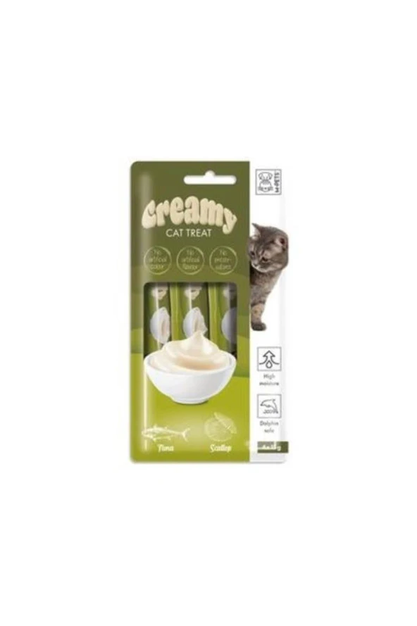 M-Pets Creamy Deniz Taraklı Ve Ton Balıklı Sıvı Kedi Ödül Maması 4x15gr