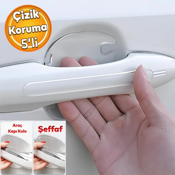 Araba Araç Otomobil Kapı Kolu Kendinden Yapışkanlı 85x75 mm Çizik Önleyici Koruyucu Bandı 5'Lİ Bant