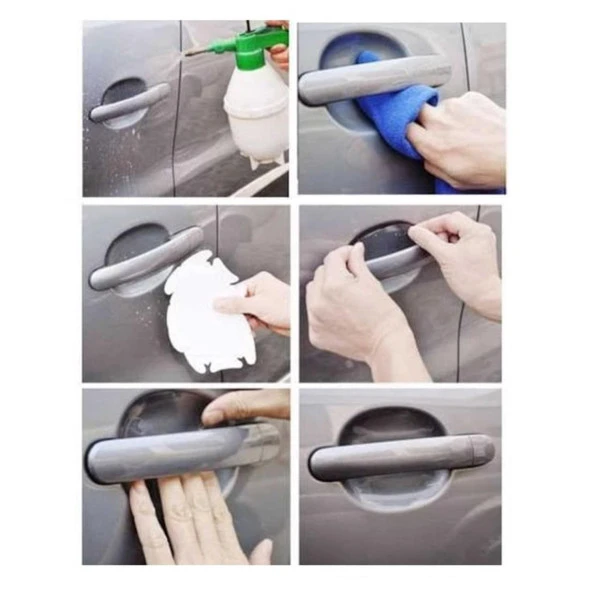 Araba Araç Otomobil Kapı Kolu Kendinden Yapışkanlı 85x75 mm Çizik Önleyici Koruyucu Bandı 5'Lİ Bant - 3