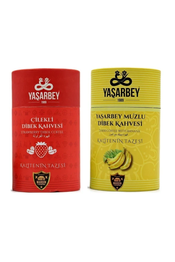 Yaşarbey Çilekli Dibek Kahvesi 400 Gr Muzlu Dibek Kahvesi 400 Gr Avantajlı 2'Li Seti ( Hediyelik Kutu )