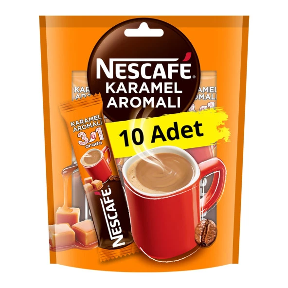 Nescafe 3'ü 1 Arada Karamel Aromalı Kahve 17,6 gr 10 Adet