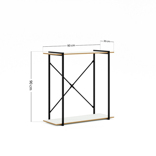 Eportatif Metal Ayaklı Dresuar Raflı Dresuar Dekoratif Metal Dresuar Beyaz 1377 - 5