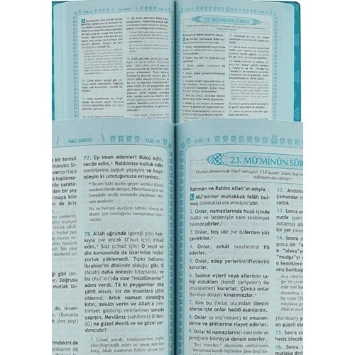 *KAMPANYA*FEYZÜL FURKAN METİNSİZ TEFSİRLİ MEAL CEP BOY CİLTLİ TURKUAZ - 7