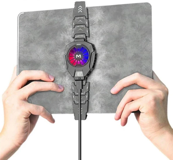 MEMO DL05 Dijital Göstergeli RGB Led Işıklı Gamer Oyuncu Telefon Ve Tablet Soğutucu - 4
