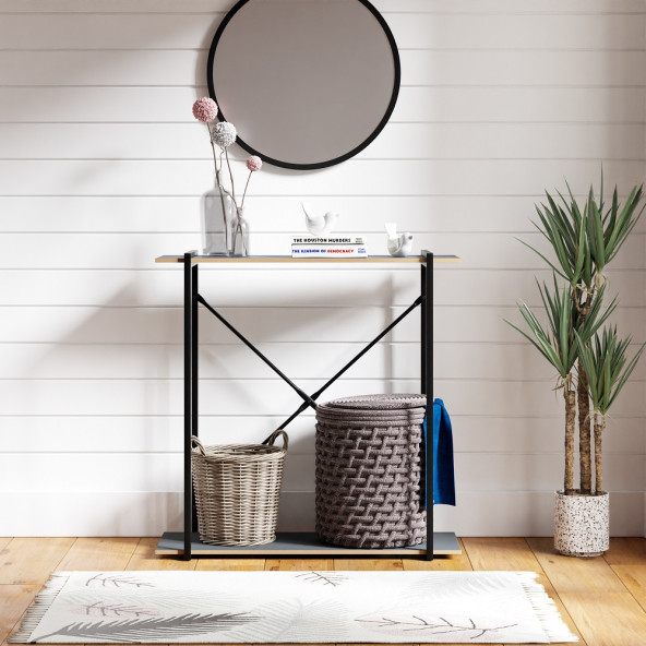 Eportatif Metal Ayaklı Dresuar Raflı Dresuar Dekoratif Metal Dresuar Füme 1378 - 3