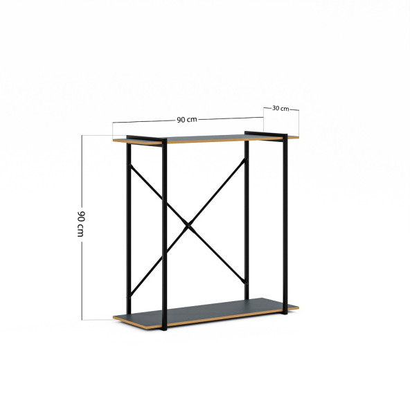 Eportatif Metal Ayaklı Dresuar Raflı Dresuar Dekoratif Metal Dresuar Füme 1378 - 7